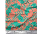 Soimoi Orange Artistic Leaves & Floral Cotton Poplin Print Fabric by the Yard- Width 42 Inches