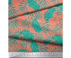 Soimoi Orange Artistic Leaves & Floral Cotton Poplin Print Fabric by the Yard- Width 42 Inches