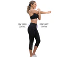 LaSculpte Women's Antimicrobial Tummy Control Slimming Fitness Atchletic Workout Running High Waist Capri Yoga Legging - Black