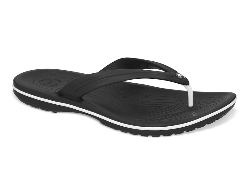 Crocs Men's Crocband Flip Thongs - Black/White 