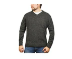 Jacksmith Men's Shetland Wool V Neck Pullover Sweater Jumper - Charcoal (29)