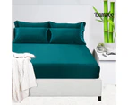 Luxury 400TC Bamboo Cotton Fitted Sheet & two Pillowcases Set Teal for Queen , King , Deep Wall 50cm Queen, Deep Wall 50cm King Size Bed