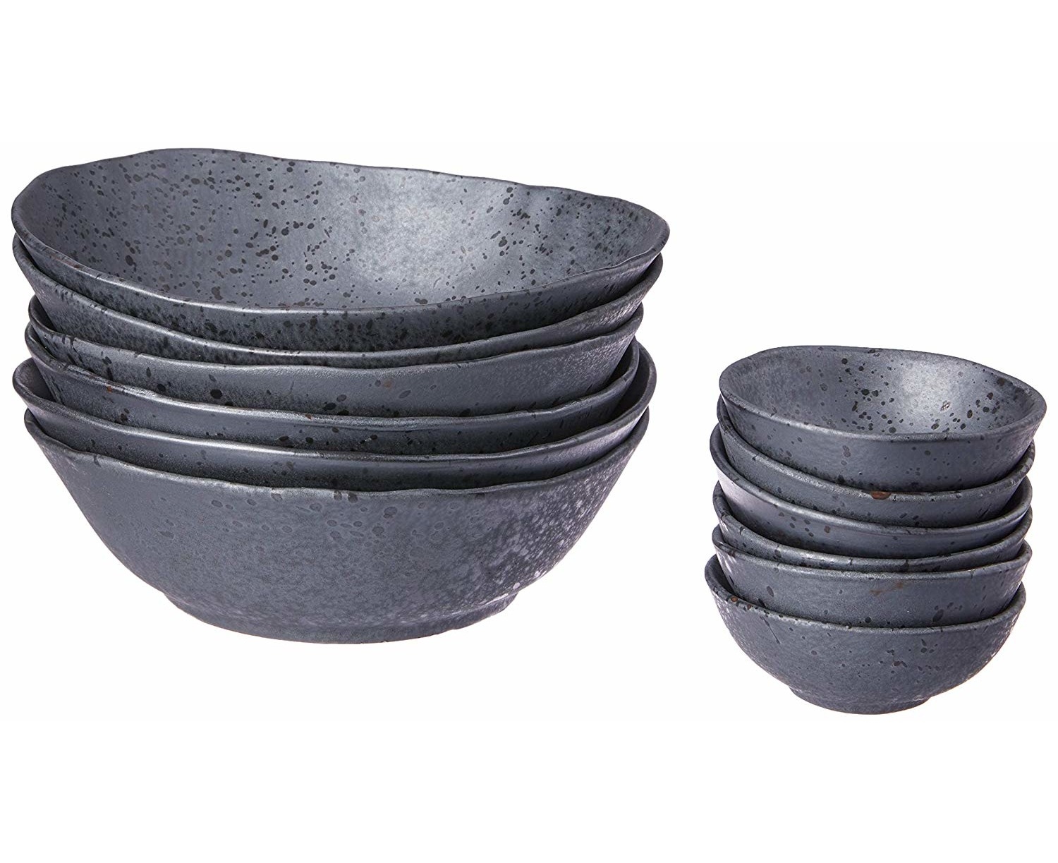 Rania - Black Slate Ceramic Earthen 19cm Soup/Laksa Bowls X 6 & 9cm ...