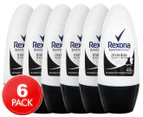 6 x Rexona Invisible Dry Black+White Antiperspirant Deodorant Roll-On 50mL