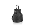 Woodland Leather Black Medium Size Ruck Sack 12.0" Carry Handle Adjustable Straps