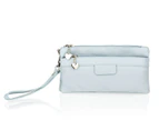 Woodland Leather Baby Blue Small Clutch Bag 10.0" Adjustable Removeable Shoulder Strap
