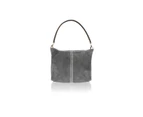 Woodland Leather Dark Grey Suede 12" Single Handle Hobo Bag