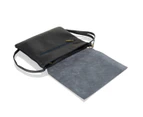Woodland Leather Navy Raw Edge Clutch Hand Bag 9.5" Flap Over Adjustable Removeable Shoulder Strap