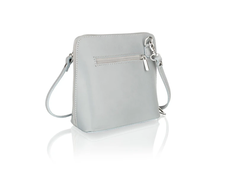 Woodland Leather Grey 6.0" Small Shoulder Bag, Open Central Zip, Removeable Adjustable Shoulder Strap