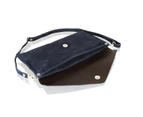 Woodland Leather Navy Suede 12" Clutch Bag Stud Front Removeable Shoulder Strap