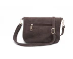 Woodland Leather Brown Fold Over Suede 10.0" Clutch Style Bag