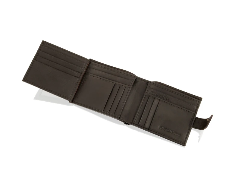 Woodland Leather Brown Bi Fold 4.5" RFID Multi Pocket Wallet