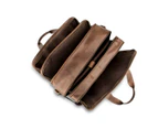 Woodland Leather Large Brown Satchel Briefcase, Flap Over 18.5" Multi Zip Pockets