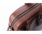 Woodland Leather Brown Landscape Tote Style Bag 14.5" With Central Zip Adjustable Shoulder Strap
