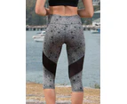 LaSculpte Women's Tummy Control Slimming Fitness Athletic Workout Running Sports Capri Yoga Legging with Hidden Pocket - Charcoal Floral Print