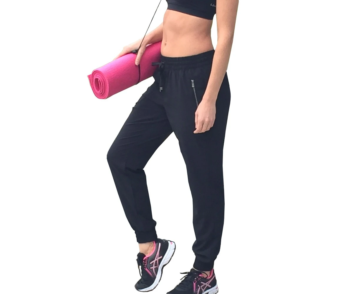 LaSculpte Women's Fitness Athletic Workout Sports Jogger with Zip Pockets - Charcoal