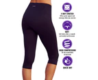 LaSculpte Womens Tummy Control Fitness Athletic Sports Running Compression Workout Capri Yoga Legging - Black