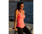 LaSculpte Women's  Fitness Athletic Workout Training Running Sports Slim Fit Yoga Shelf Bra Tank Top - Coral