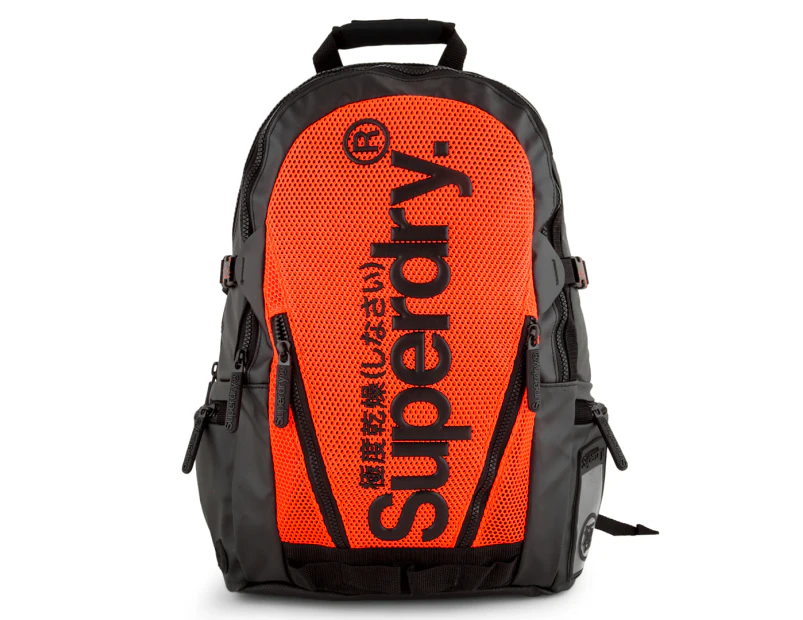 Superdry 21L Mesh Tarp Backpack - Black/Orange