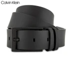 Calvin Klein Men's Flat Strap Leather Belt - Black