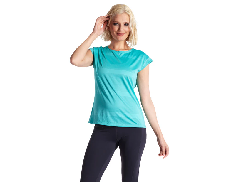 LaSculpte Women's Yoga Fitness Athletic Workout Gym Training Sports  Short Sleeve Running Tee Top - Mint