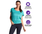 LaSculpte Women's Yoga Fitness Athletic Workout Gym Training Running Sports Short Sleeve Loose Tee Top - Mint