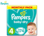 Pampers Baby-Dry Toddler Size 4 9-14kg 174-Pack