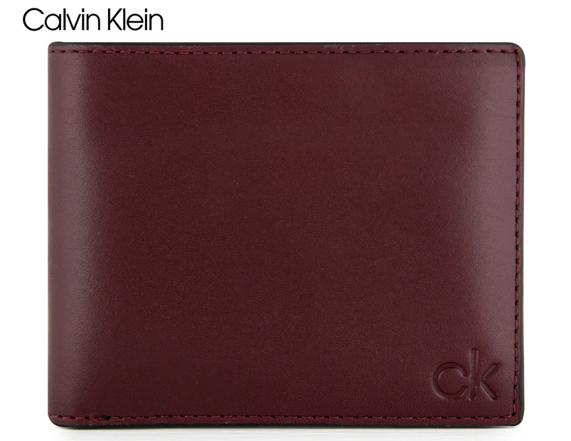 Calvin Klein Passcase Bifold Leather Wallet - Oxblood