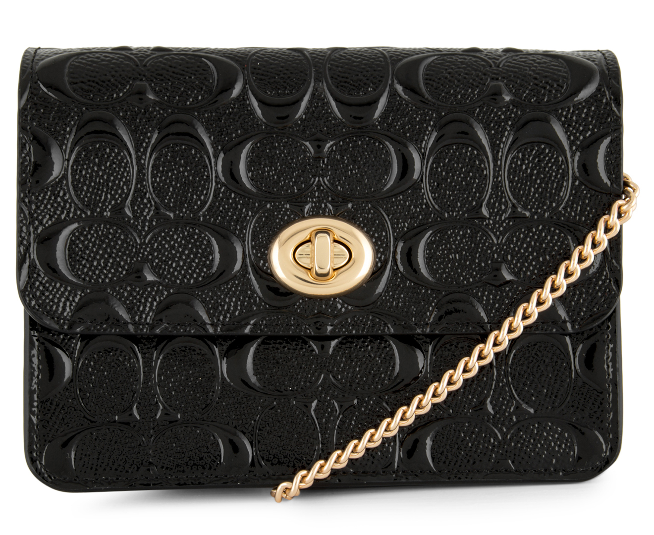 Coach Signature Debossed Patent Bowery Crossbody Black