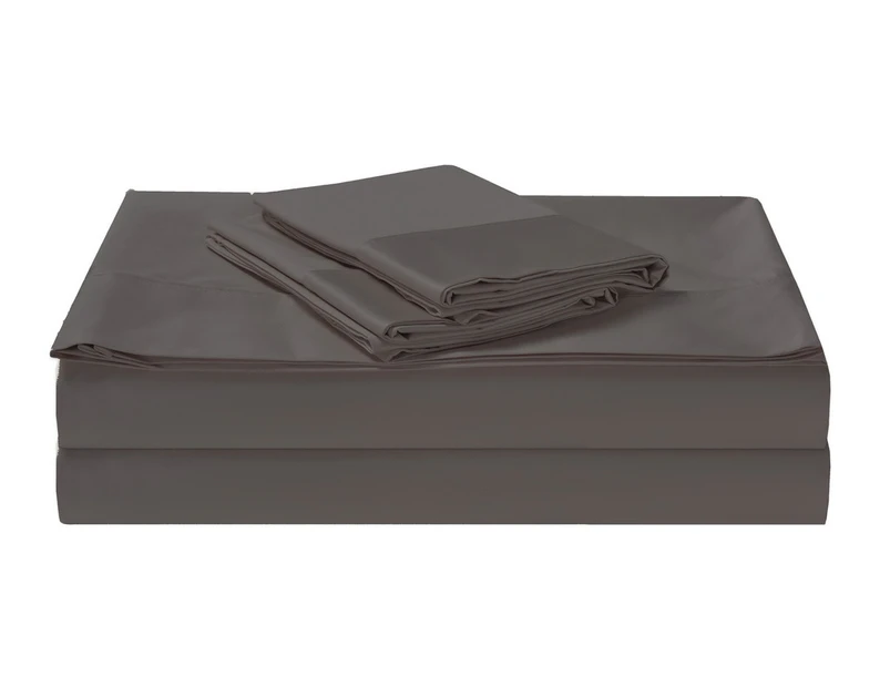 Luxury Cotton Rich 1500TC Sheet Sets Fitted, Flat Sheet & 1/2 Pillowcase(s) - Charcoal