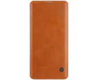 For Samsung Galaxy S10+ Plus Case, Brown Leather Folio Flip Ultra Slim Cover