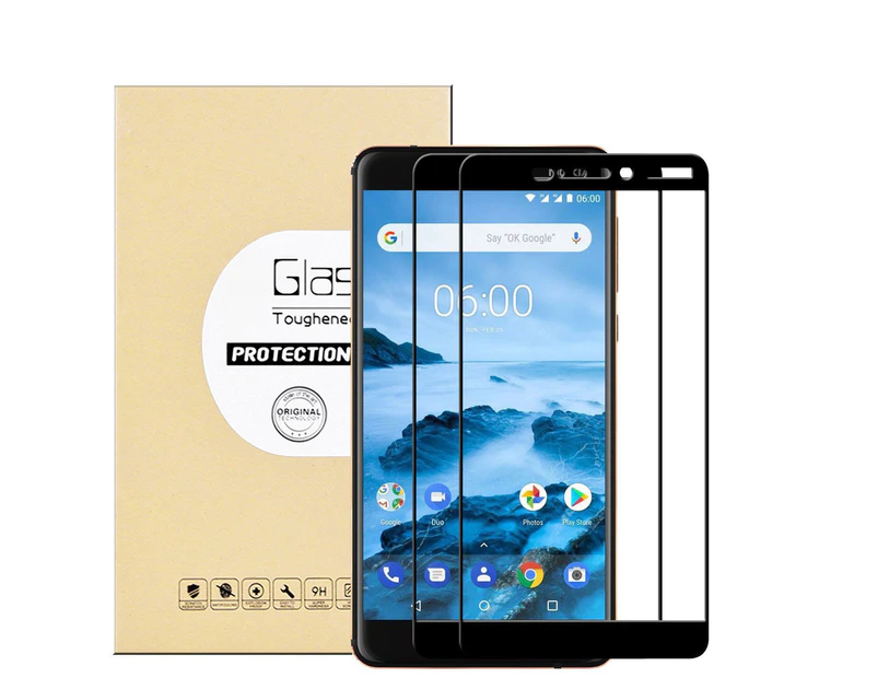 Black 9H Full Coverage Tempered Glass Screen Protector for NOKIA 5.1 Plus
