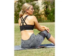 LaSculpte Women's Fitness Athletic Workout RunningTraining Classic High Impact Padded Strappy Sports Bra - Black