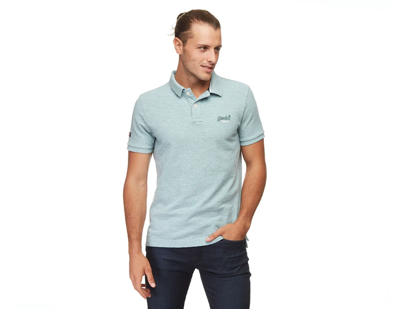 Superdry Men's Classic Pique Short Sleeve Polo - Mint Green Grindle