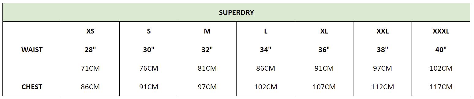 Superdry Slipper Size Chart