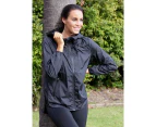 LaSculpte Women's Fitness Athletic Workout Light Weight Waterproof Outdoor Hooded Sports Jacket - Black