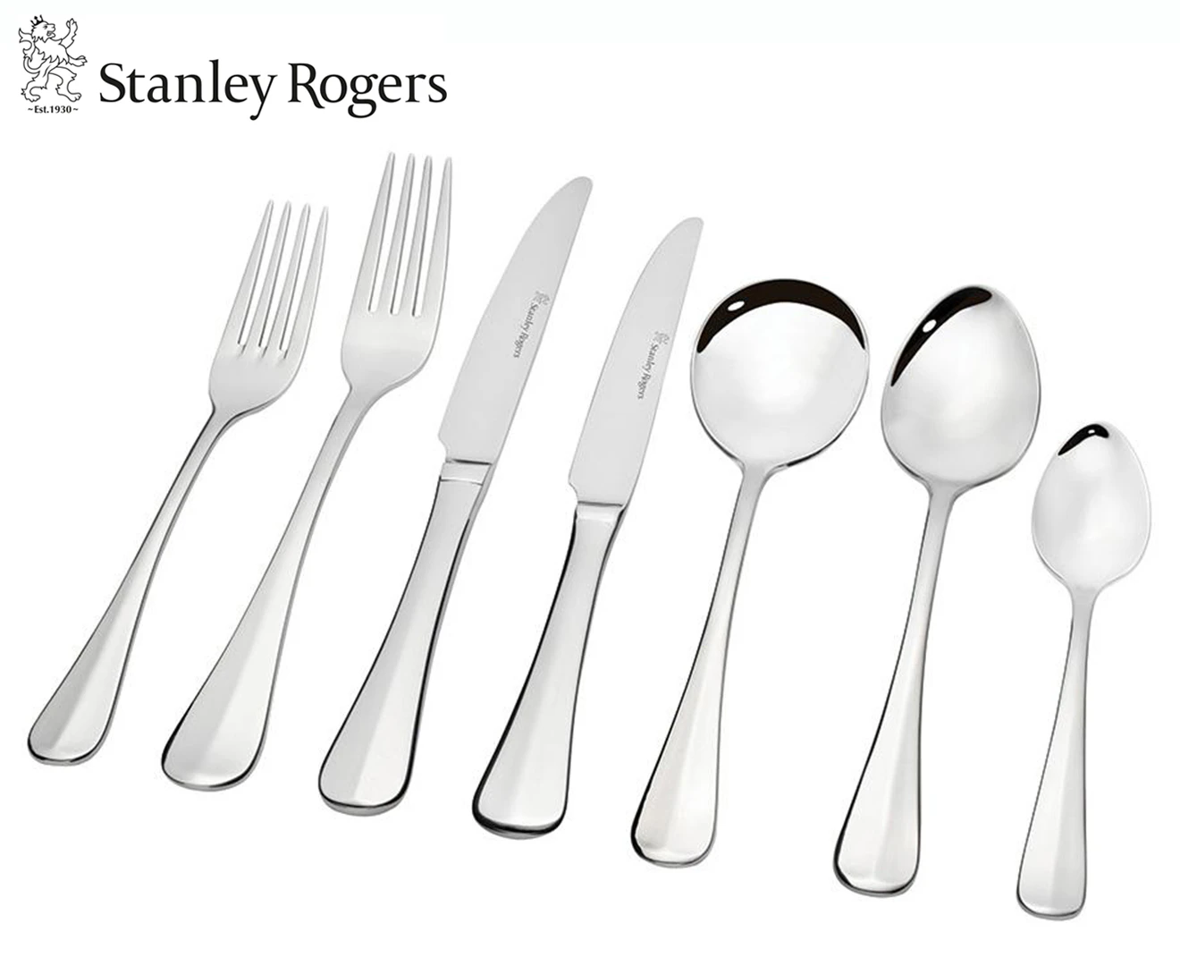 42pc Stanley Rogers Baguette Stainless Steel Cutlery Family Dinner Party Set