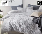 Gioia Casa Quilted Jersey Cotton Queen Bed Quilt Cover Set - Light Grey