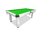 7ft Luxury Green Felt White Frame Slate Solid Timber Billiards/pool Table