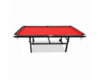 7FT Foldable Pool Table Red Felt Billiard Table Free Accessory for Small Room