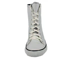 Spot On Womens Lace Up Baseball Boot Design Wellington Boots (White) - KM269