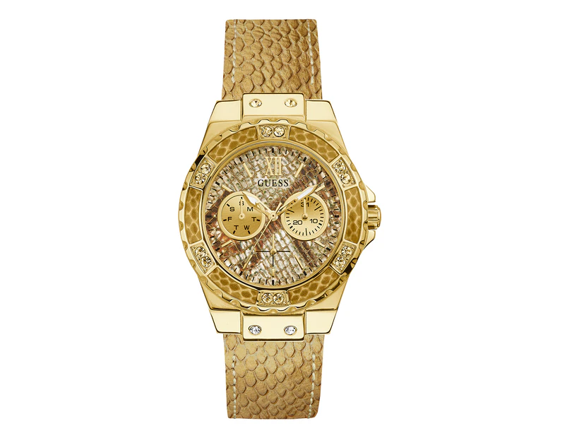 GUESS Women's 39mm Limelight Leather Watch - Gold