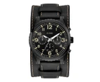 GUESS Men's 46mm Arrow Leather Watch - Black