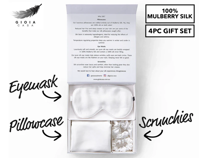 Gioia Casa 4-Piece Silk Gift Set - White