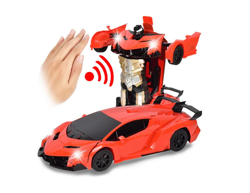 Gesture Sensing Robot One Button Transformation Remote Control Car Toy-Red