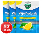 3 x Vicks Vaponaturals Flavoured Drops Lemon Menthol 19pk