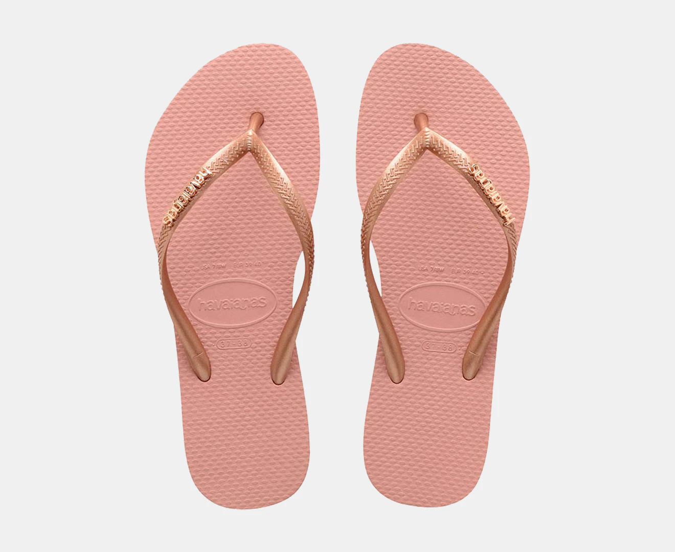 Havaianas Unisex Slim Metallic Thongs - Nude/Rose