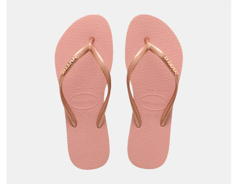 Havaianas Unisex Slim Metallic Thongs - Nude/Rose