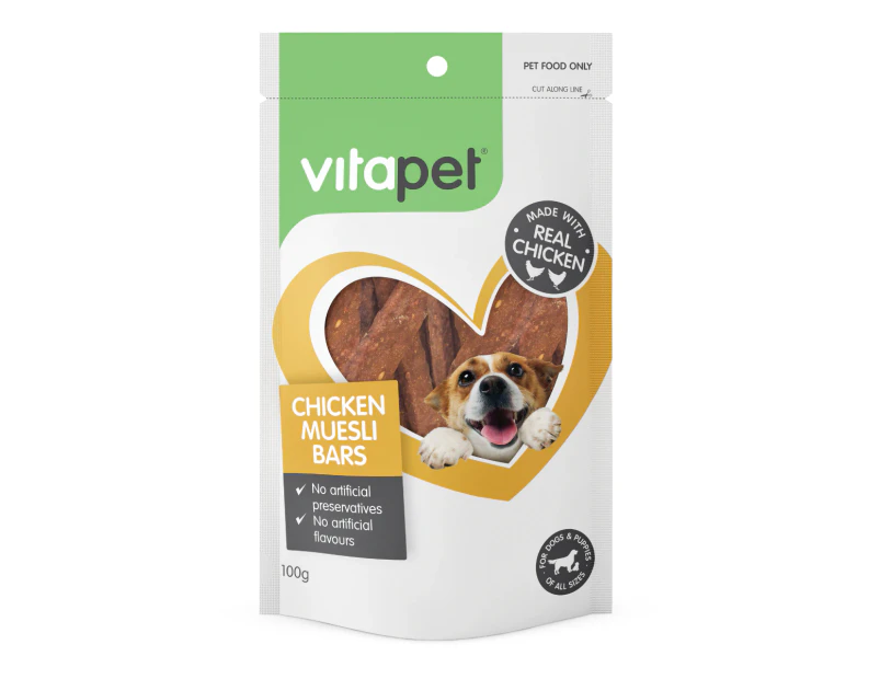 Vitapet Jerhigh Chicken Muesli Bar Dog Treats 100g