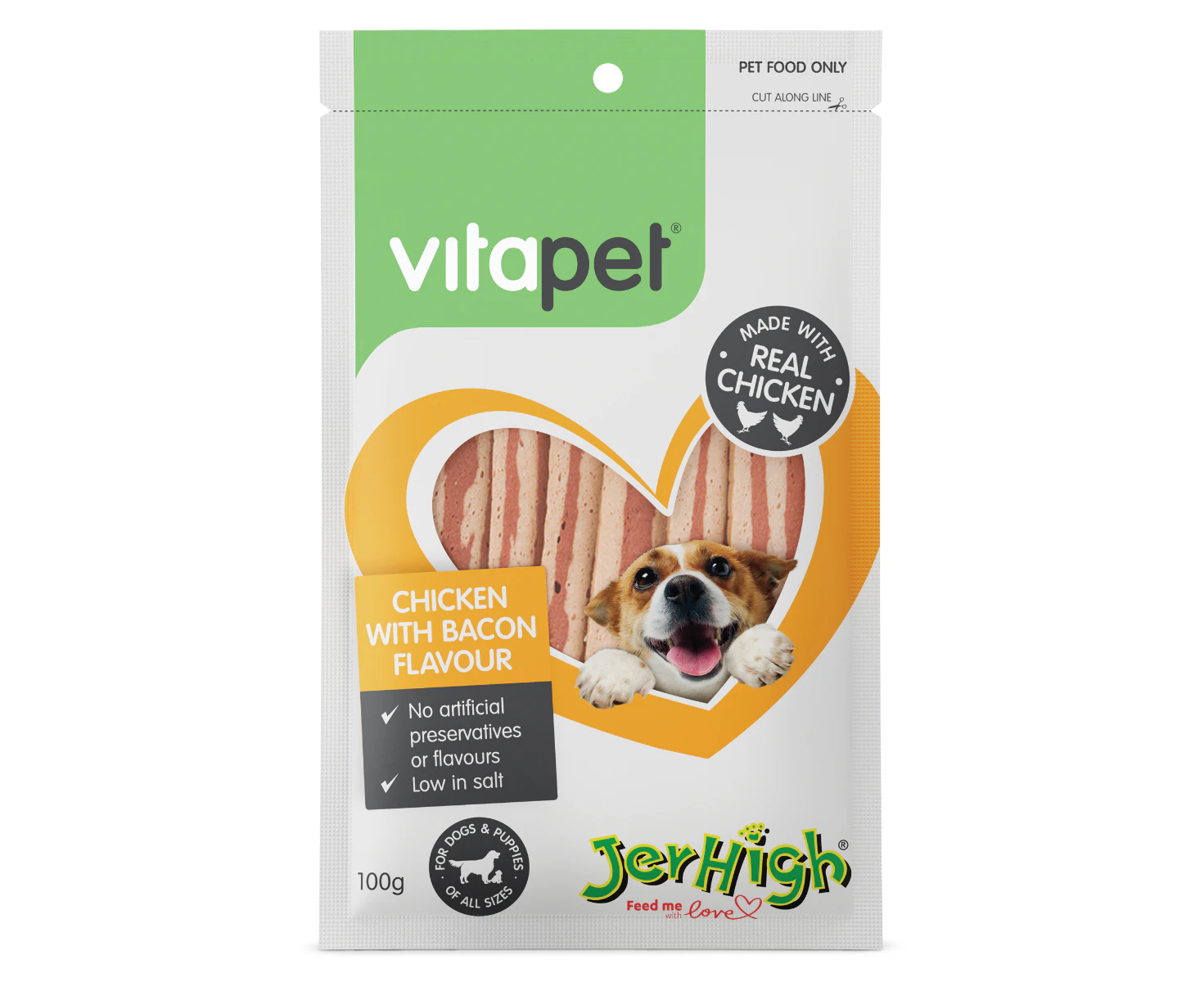 VitaPet JerHigh Chicken &amp; Bacon 100g